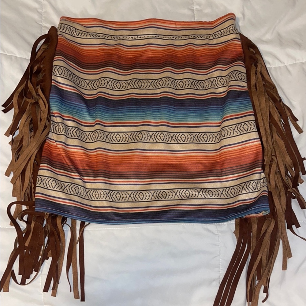 Serape Fringe Skirt